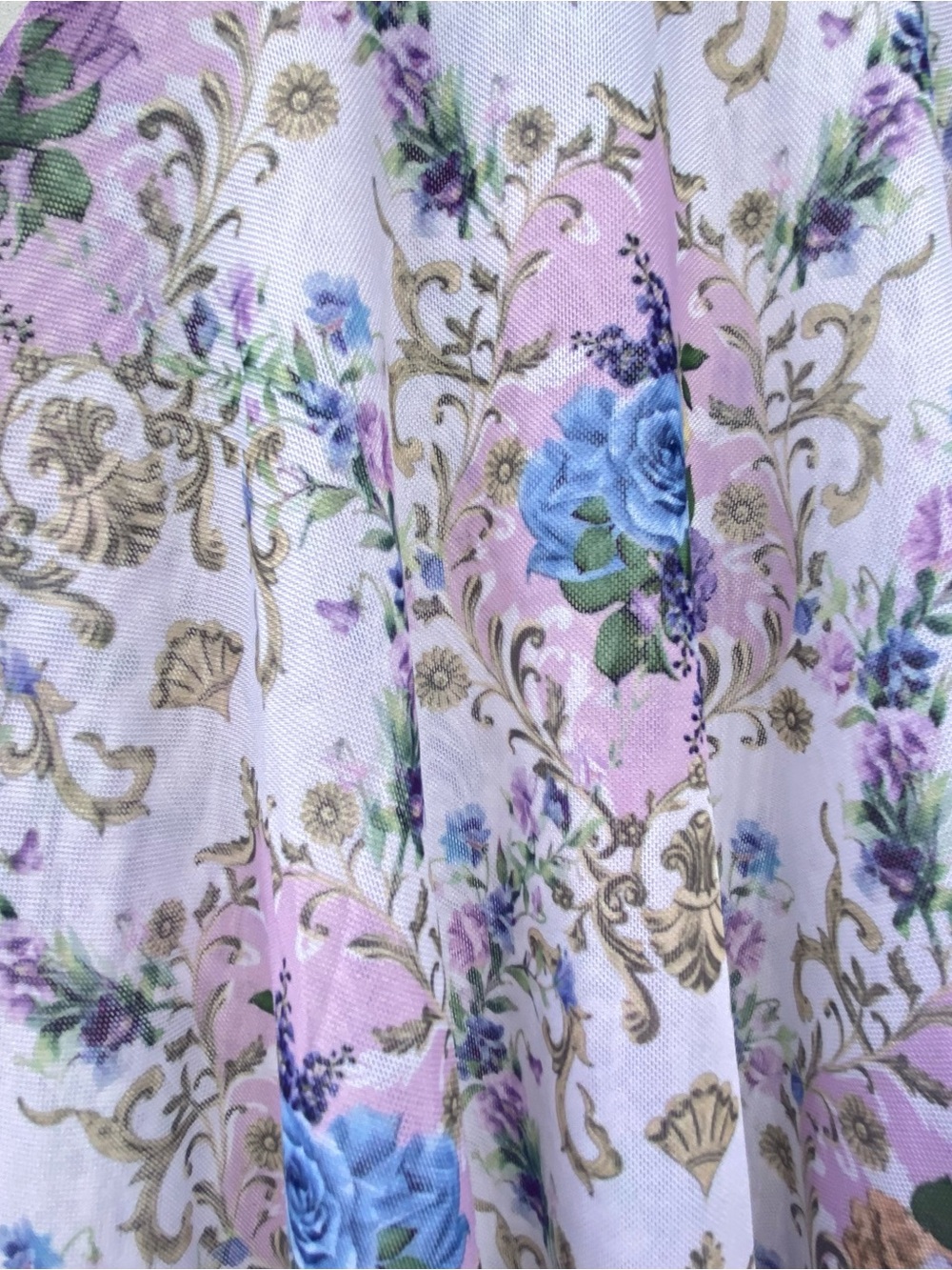 Sugar Thrillz Purple Multicolor Floral Mesh Ultra Flare Pants Size Small - Picture 5 of 9